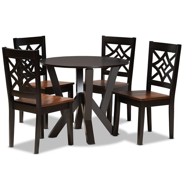 baxton studio Baxton Studio Kaila Modern and Contemporary Two-Tone Dark Brown and Walnut Brown Finished Wood 5-Piece Dining Set