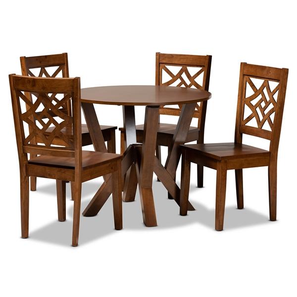 baxton studio Baxton Studio Kaila Modern and Contemporary Walnut Brown Finished Wood 5-Piece Dining Set
