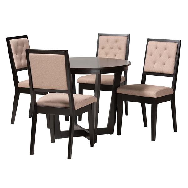 baxton studio Baxton Studio Kala Modern Beige Fabric and Dark Brown Finished Wood 5-Piece Dining Set