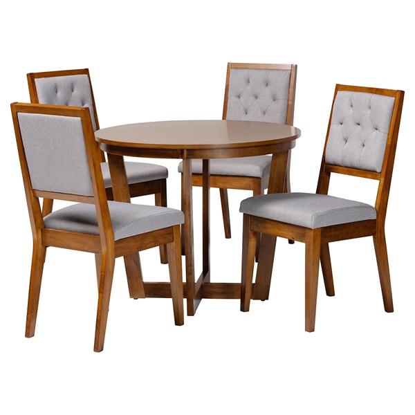 baxton studio Baxton Studio Kala Modern Grey and Walnut Brown Wood 5-Piece Dining Set