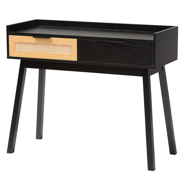 baxton studio Baxton Studio Kalani Mid-Century Modern Two-Tone Espresso Brown and Natural Brown Finished Wood 2-Drawer Console Table