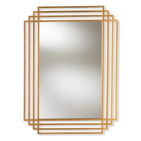 baxton studio Baxton Studio Kalinda Art Deco Antique Gold Finished Rectangular Accent Wall Mirror