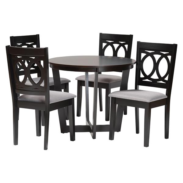 baxton studio Baxton Studio Kara Modern Grey and Dark Brown Finished Wood 5-Piece Dining Set