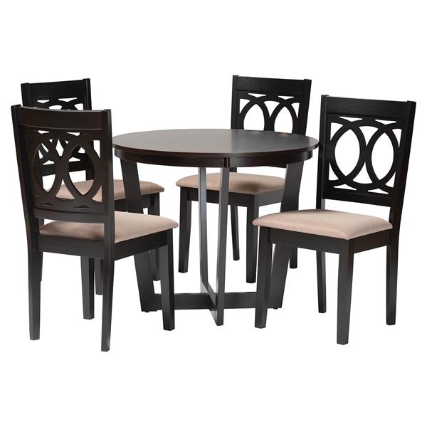 baxton studio Baxton Studio Kara Modern Sand Dark Brown Finished Wood 5-Piece Dining Set