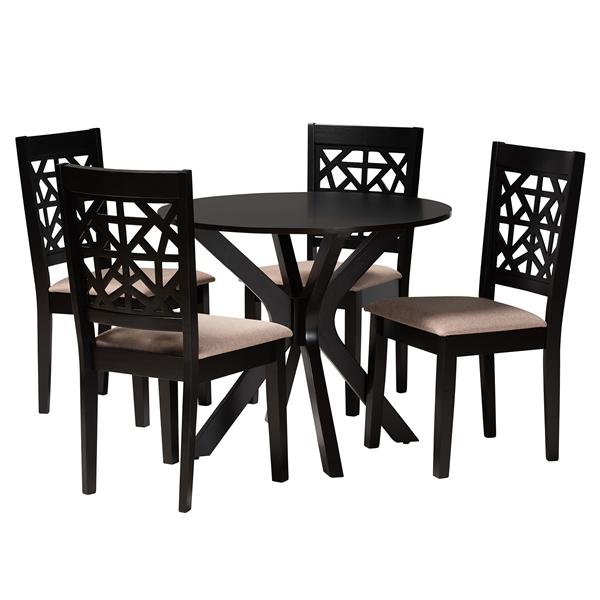 baxton studio Baxton Studio Karel Modern Beige Fabric and Espresso Brown Finished Wood 5-Piece Dining Set
