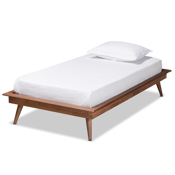 baxton studio Baxton Studio Karine Mid-Century Modern Walnut Brown Finished Wood Twin Size Platform Bed Frame