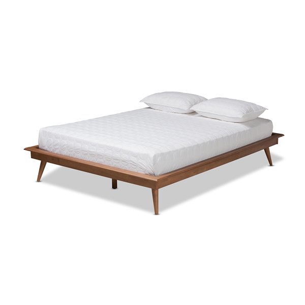 baxton studio Baxton Studio Karine Mid-Century Modern Walnut Brown Finished Wood Queen Size Platform Bed Frame