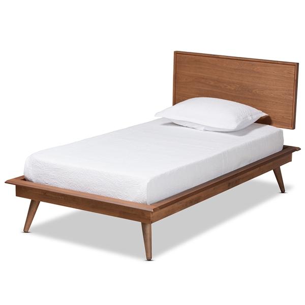 baxton studio Baxton Studio Karine Mid-Century Modern Walnut Brown Finished Wood Twin Size Platform Bed