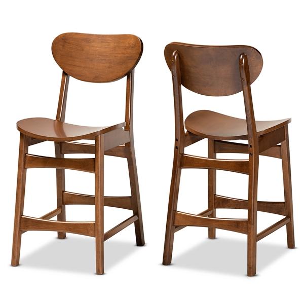 baxton studio Baxton Studio Katya Mid-Century Modern Walnut Brown Finished Wood 2-Piece Counter Stool Set