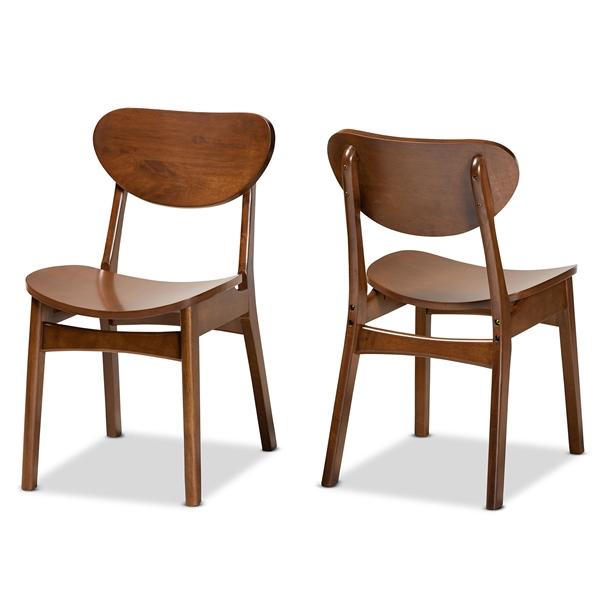 baxton studio Baxton Studio Katya Mid-Century Modern Walnut Brown Finished Wood 2-Piece Dining Chair Set