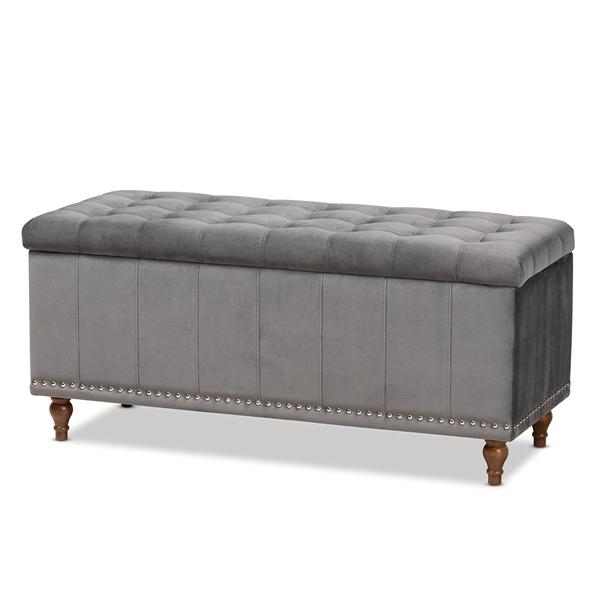 baxton studio Baxton Studio Kaylee Modern and Contemporary Grey Velvet Fabric Upholstered Button-Tufted Storage Ottoman Bench