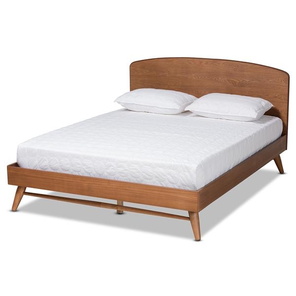 baxton studio Baxton Studio Keagan Mid-Century Modern Transitional Walnut Brown Finished Wood Full Size Platform Bed
