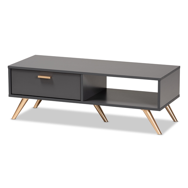 baxton studio Baxton Studio Kelson Modern and Contemporary Dark Grey and Gold Finished Wood Coffee Table
