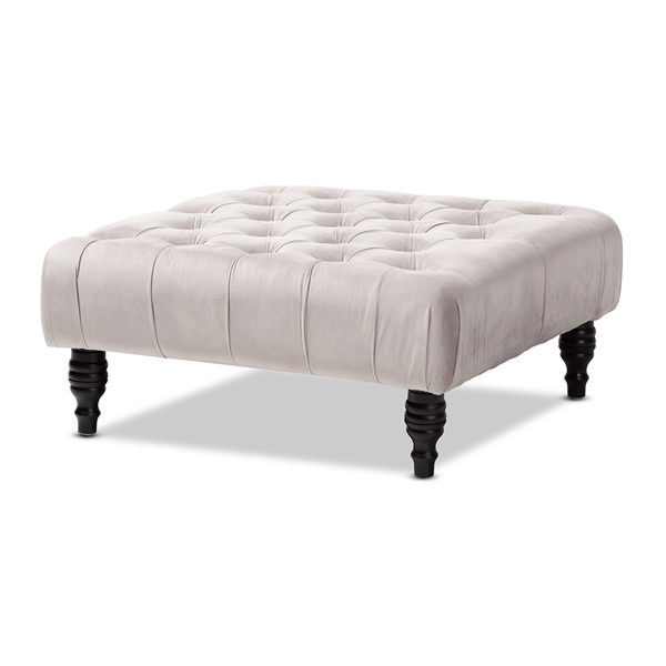 baxton studio Baxton Studio Keswick Transitional Grey Velvet Fabric Upholstered Button Tufted Cocktail Ottoman