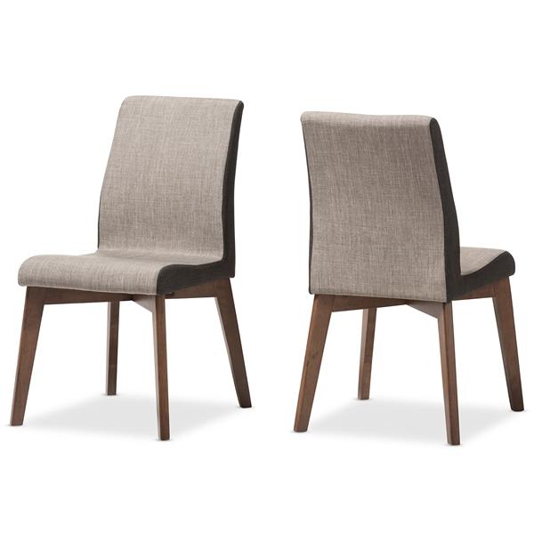 baxton studio Baxton Studio Kimberly Mid-Century Modern Beige and Brown Fabric Dining Chair (Set of 2)