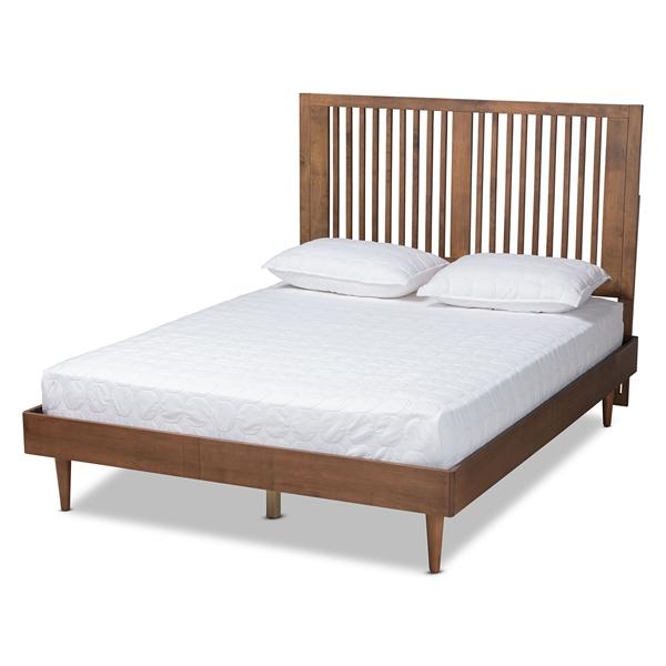 baxton studio Baxton Studio Kioshi Mid-Century Modern Transitional Ash Walnut Finished Wood King Size Platform Bed