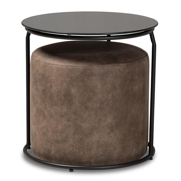 baxton studio Baxton Studio Kira Modern and Contemporary Black with Grey and Brown 2-Piece Nesting Table and Ottoman Set baxton studio Baxton Studio Kira Modern and Contemporary Black with Grey and Brown 2-Piece Nesting Table and Ottoman Set