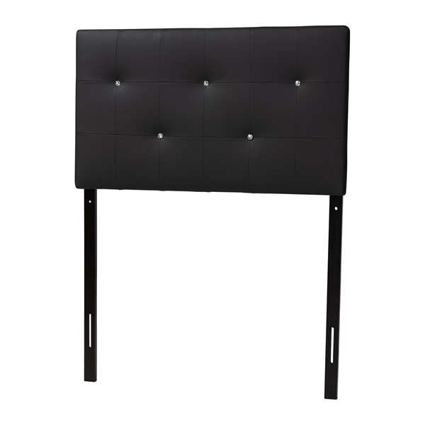 baxton studio Baxton Studio Kirchem Modern and Contemporary Black Faux Leather Upholstered Twin Size Headboard