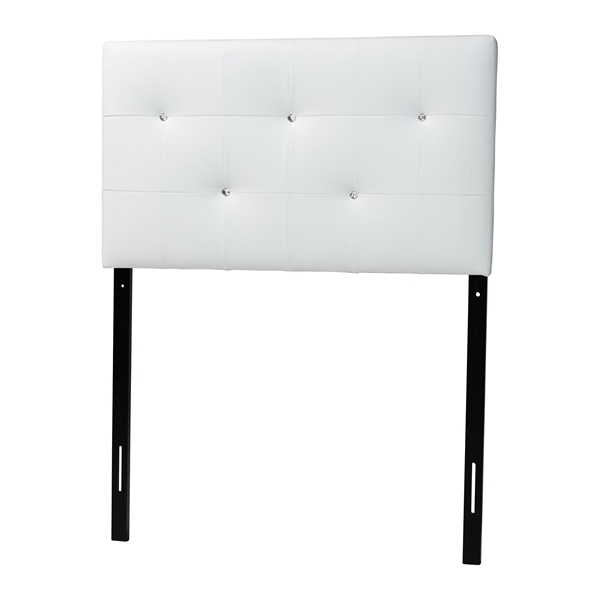baxton studio Baxton Studio Kirchem Modern and Contemporary White Faux Leather Upholstered Twin Size Headboard