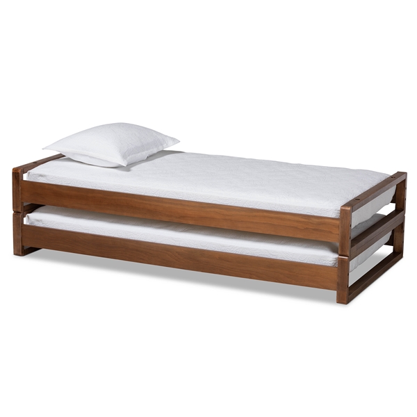 baxton studio Baxton Studio Klara Modern and Contemporary Walnut Finished Wood Expandable Twin Size to King Size Bed Frame