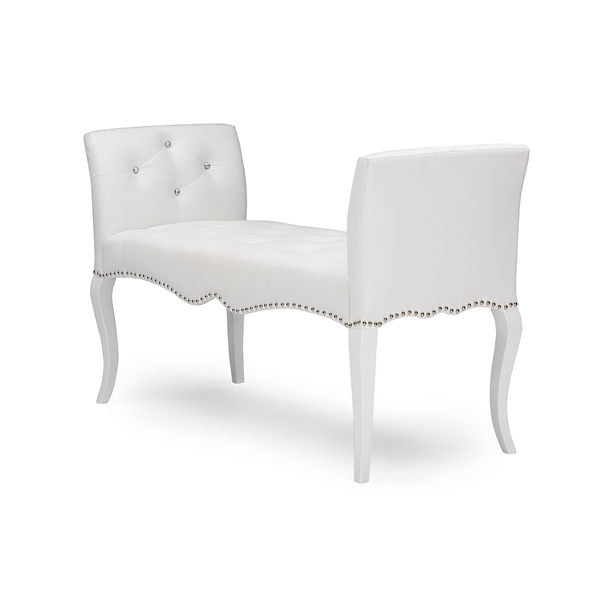 baxton studio Baxton Studio Kristy Modern and Contemporary White Faux Leather Classic Seating Bench