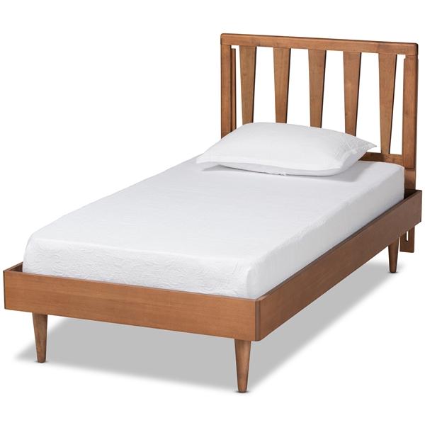 baxton studio Baxton Studio Kuro Modern and Contemporary Walnut Brown Finished Wood Twin Size Platform Bed