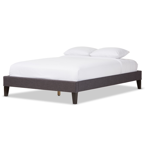 baxton studio Baxton Studio Lancashire Modern and Contemporary Grey Fabric Upholstered Full Size Bed Frame with Tapered Legs