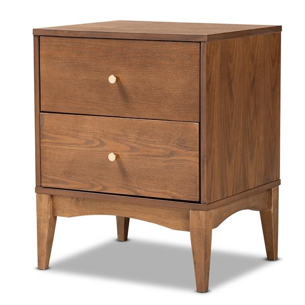baxton studio Baxton Studio Landis Mid-Century Modern Ash Walnut Finished Wood 2-Drawer Nightstand