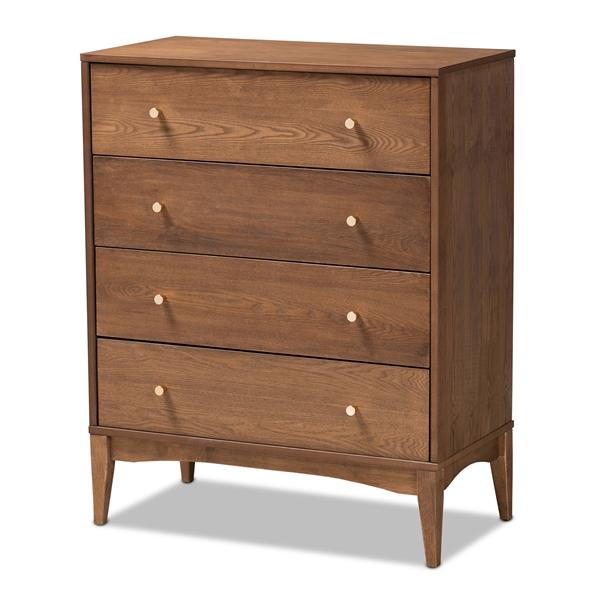baxton studio Baxton Studio Landis Mid-Century Modern Ash Walnut Finished Wood 4-Drawer Chest