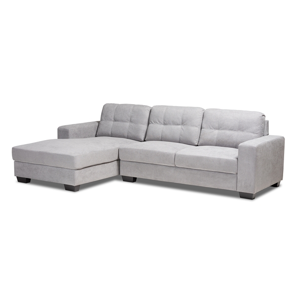 baxton studio Baxton Studio Langley Modern and Contemporary Light Grey Fabric Upholstered Sectional Sofa with Left Facing Chaise