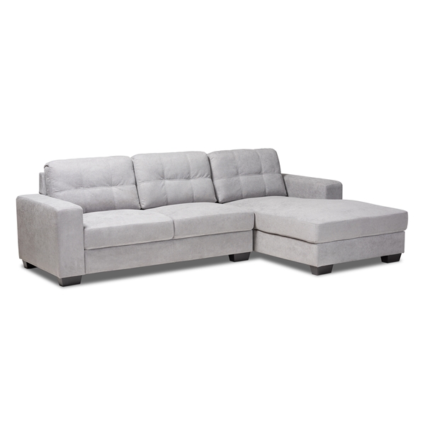 baxton studio Baxton Studio Langley Modern and Contemporary Light Grey Fabric Upholstered Sectional Sofa with Right Facing Chaise