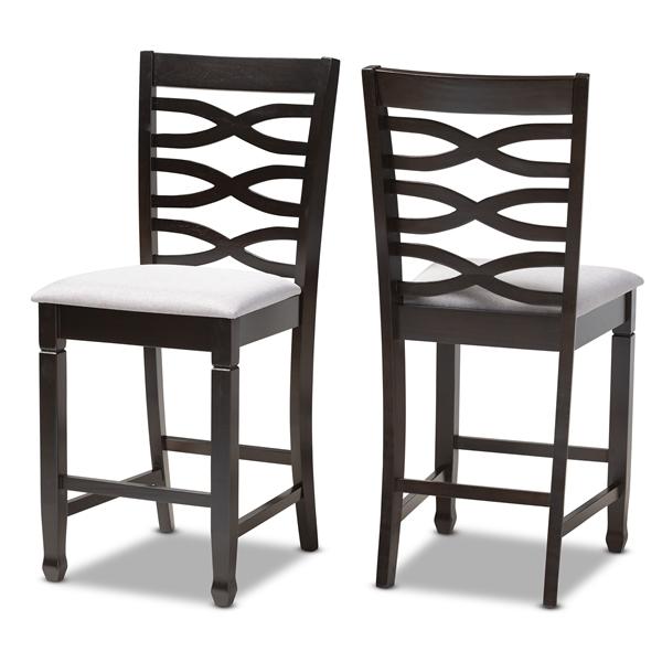 baxton studio Baxton Studio Lanier Modern and Contemporary Gray Fabric Upholstered Espresso Brown Finished Wood Counter Height Pub Chair Set of 2