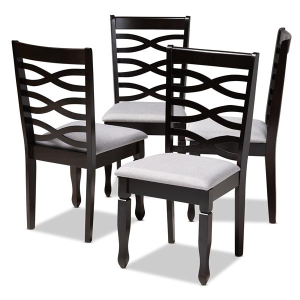 baxton studio Baxton Studio Lanier Modern and Contemporary Gray Fabric Upholstered Espresso Brown Finished Wood Dining Chair Set of 4