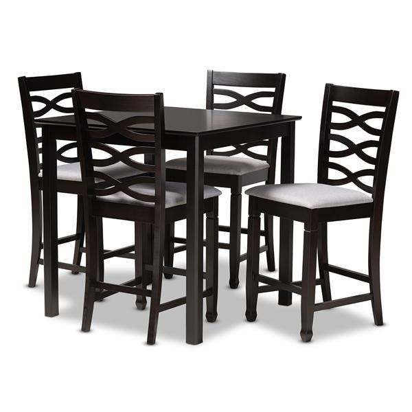 baxton studio Baxton Studio Lanier Modern and Contemporary Gray Fabric Upholstered Espresso Brown Finished 5-Piece Wood Pub Set