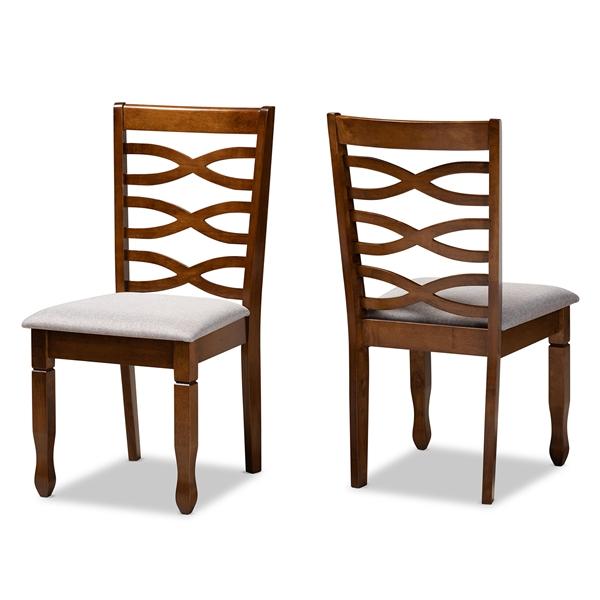 baxton studio Baxton Studio Lanier Modern and Contemporary Grey Fabric Upholstered and Walnut Brown Finished Wood 2-Piece Dining Chair Set