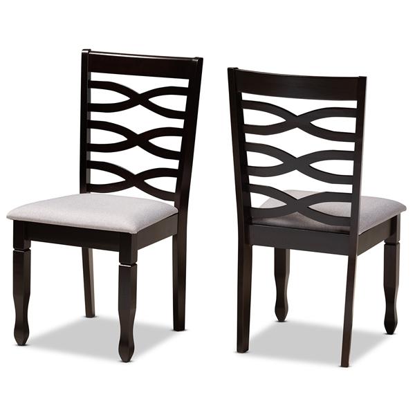 baxton studio Baxton Studio Lanier Modern and Contemporary Grey Fabric Upholstered Espresso Brown Finished Wood 2-Piece Dining Chair Set