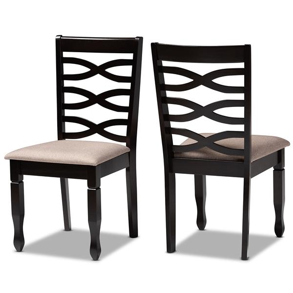 baxton studio Baxton Studio Lanier Modern and Contemporary Sand Fabric Upholstered Dark Brown Finished 2-Piece Wood Dining Chair Set