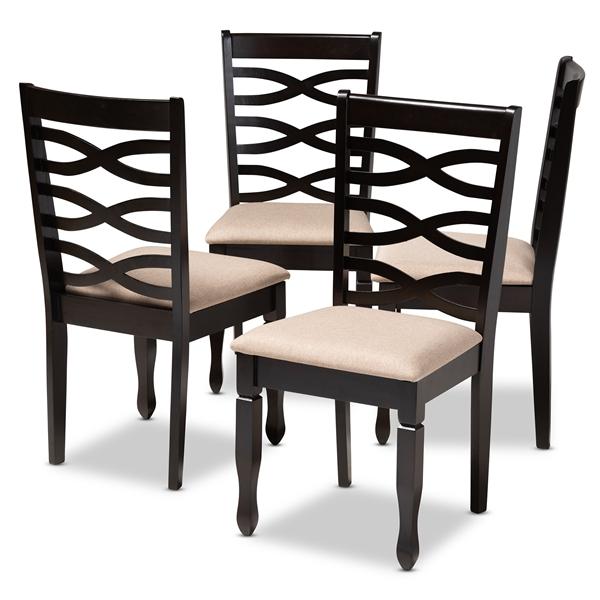baxton studio Baxton Studio Lanier Modern and Contemporary Sand Fabric Upholstered Espresso Brown Finished Wood Dining Chair Set of 4