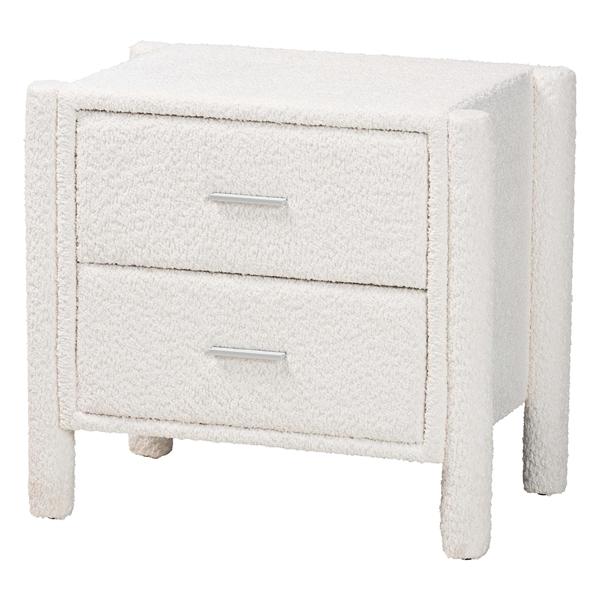 baxton studio Baxton Studio Laria Modern White Teddy-Bear Fabric 2-Drawer Nightstand