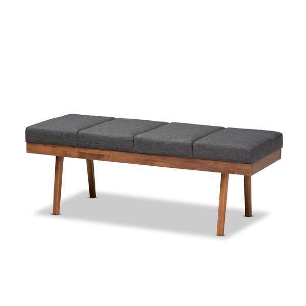 baxton studio Baxton Studio Larisa Mid-Century Modern Charcoal Fabric Upholstered Wood Bench