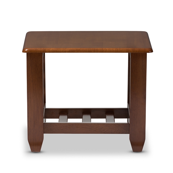 baxton studio Baxton Studio Larissa Modern Classic Mission Style Cherry Finished Brown Wood Living Room Occasional End Table