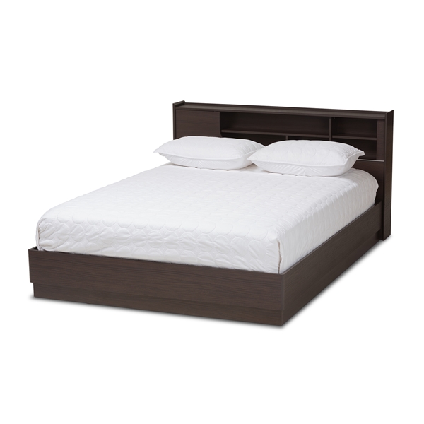 baxton studio Baxton Studio Larsine Modern and Contemporary Brown Finished Queen Size Platform Storage Bed