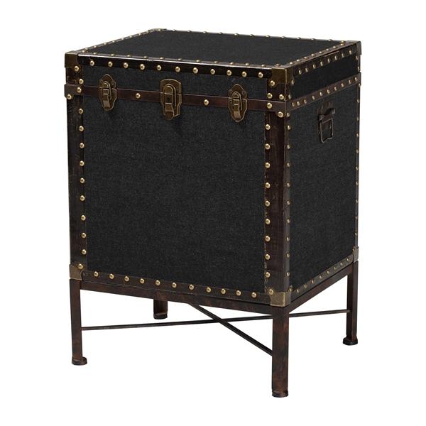 baxton studio Baxton Studio Laura Vintage Black Canvas Lift-Top Trunk End Table