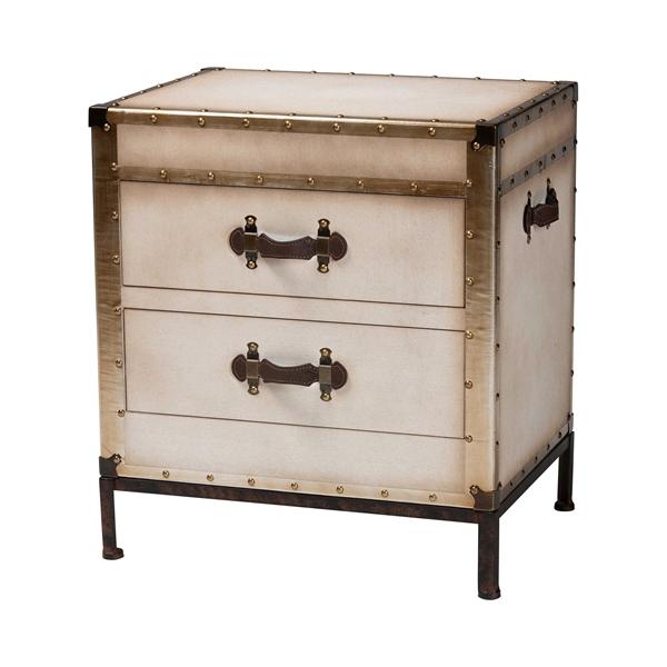 baxton studio Baxton Studio Laura Vintage White Canvas 2-Drawer End Table Trunk