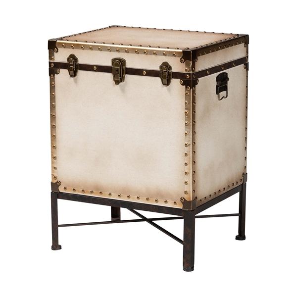 baxton studio Baxton Studio Laura Vintage White Canvas Lift-Top Trunk End Table