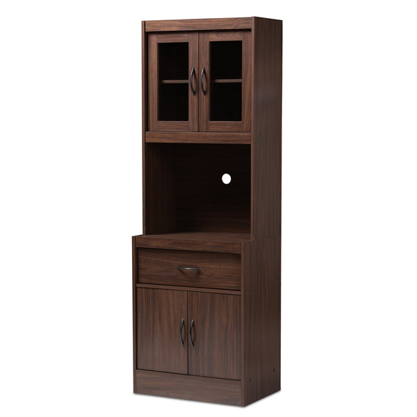 baxton studio Baxton Studio Laurana Modern and Contemporary Dark Walnut Finished Kitchen Cabinet and Hutch