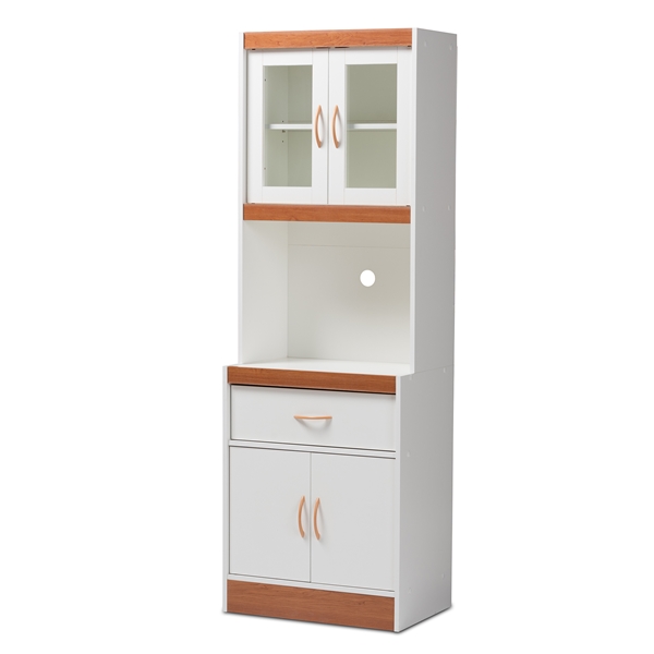 baxton studio Baxton Studio Laurana Modern and Contemporary White and Cherry Finished Kitchen Cabinet and Hutch