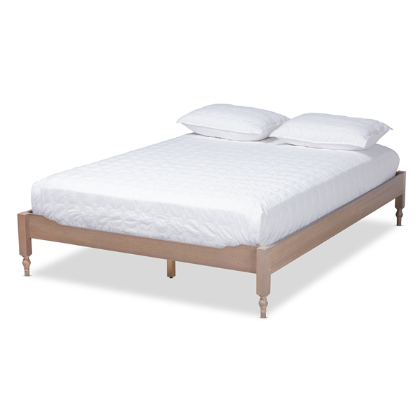 baxton studio Baxton Studio Laure French Bohemian Antique Oak Finished Wood Full Size Platform Bed Frame