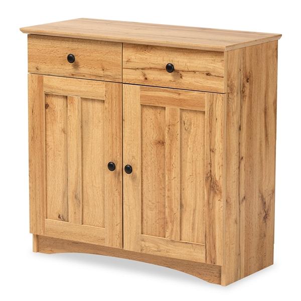 baxton studio Baxton Studio Lauren Modern and Contemporary Oak Brown Finished Wood 2-Door Buffet Kitchen Cabinet