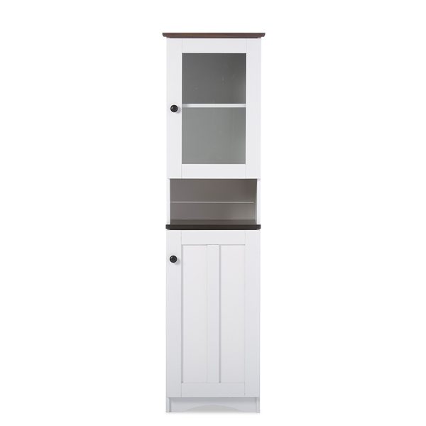 baxton studio Baxton Studio Lauren Modern and Contemporary Two-tone White and Dark Brown Buffet and Hutch Kitchen Cabinet